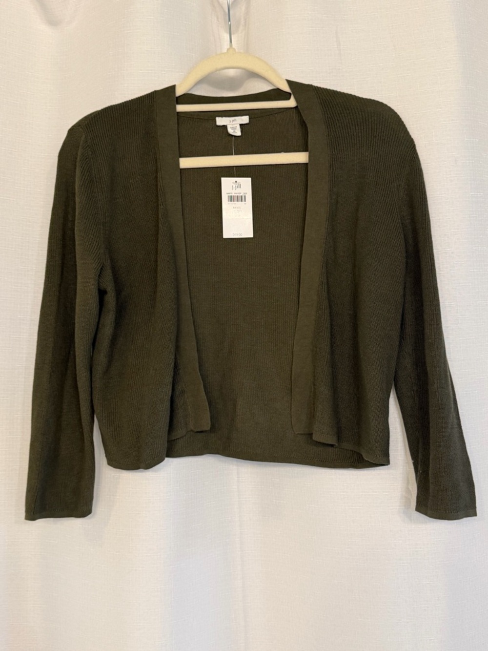 J. Jill Moss Green Ribbed Cropped Cardigan XSP NWT
